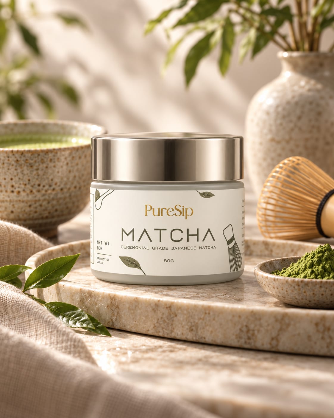 PureSip Ceremonial Grade Japanese Matcha – 80g